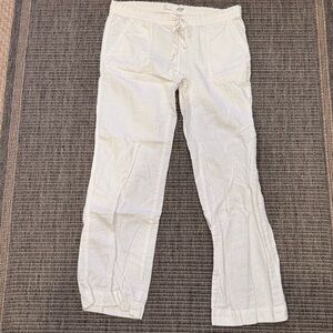 Joe Fresh White Linen-Blend Drawcord Pants